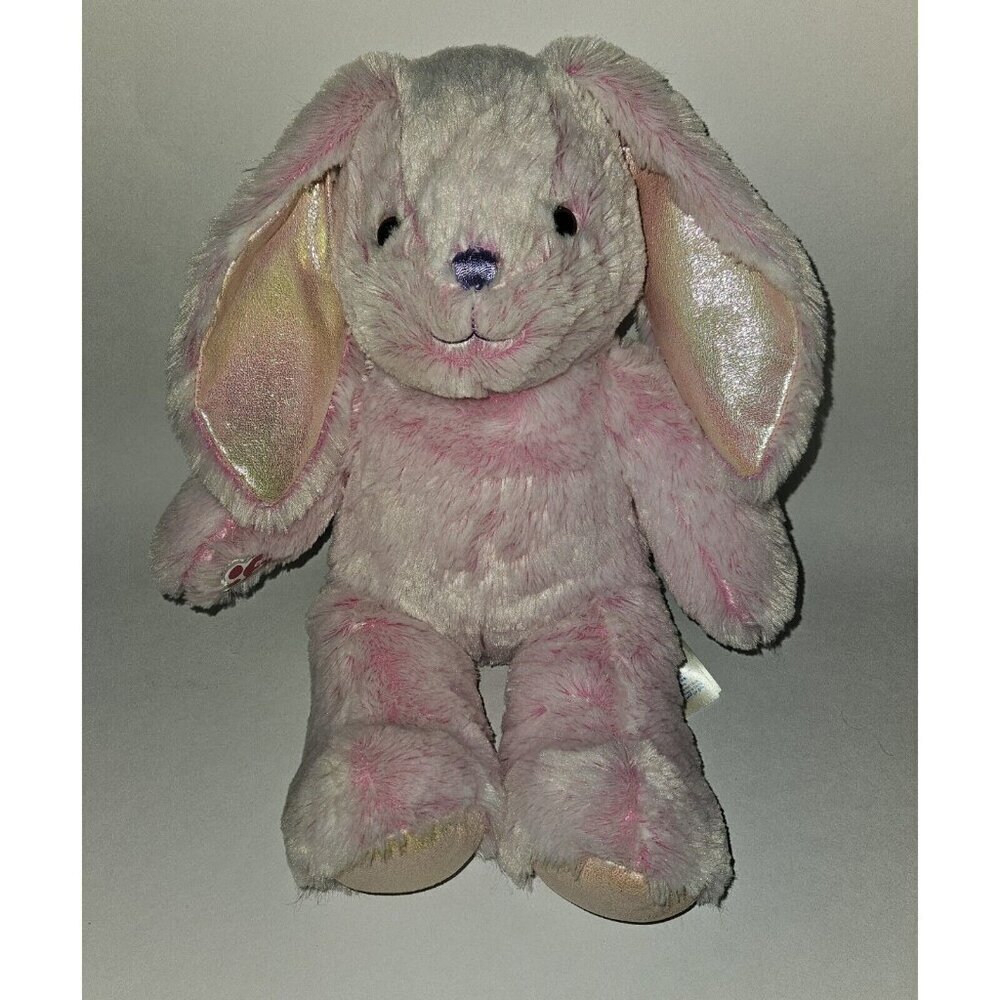 BABW Build A Bear Pink White Frosted Bunny Rabbit Plush 16" Toy Sound Heartbeat